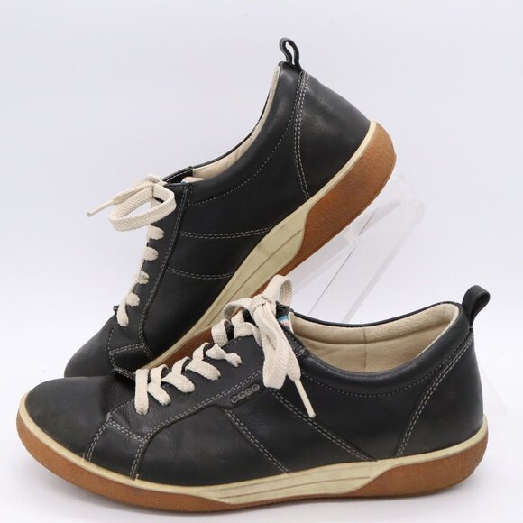 Shoes - Ecco Womens Chase Shoes Size 7 Casual Walking Sneaker Black Leather Euro 37